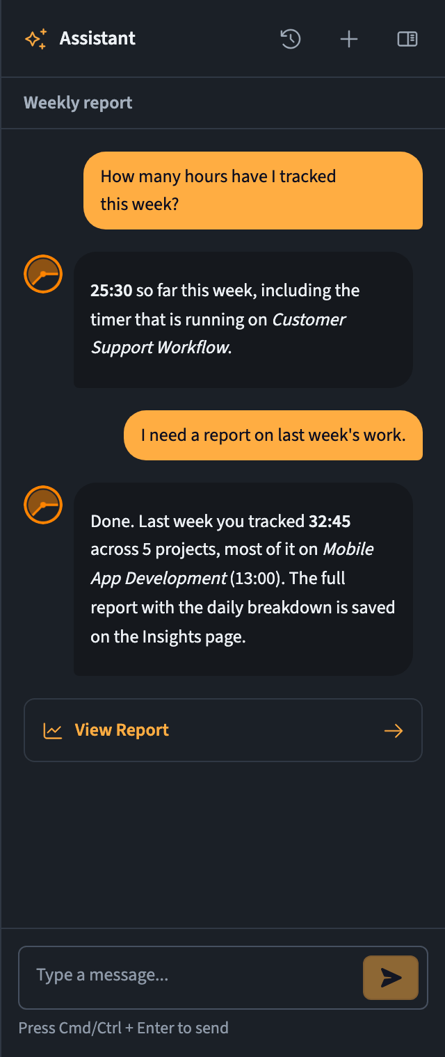A conversation with the Chronis AI assistant