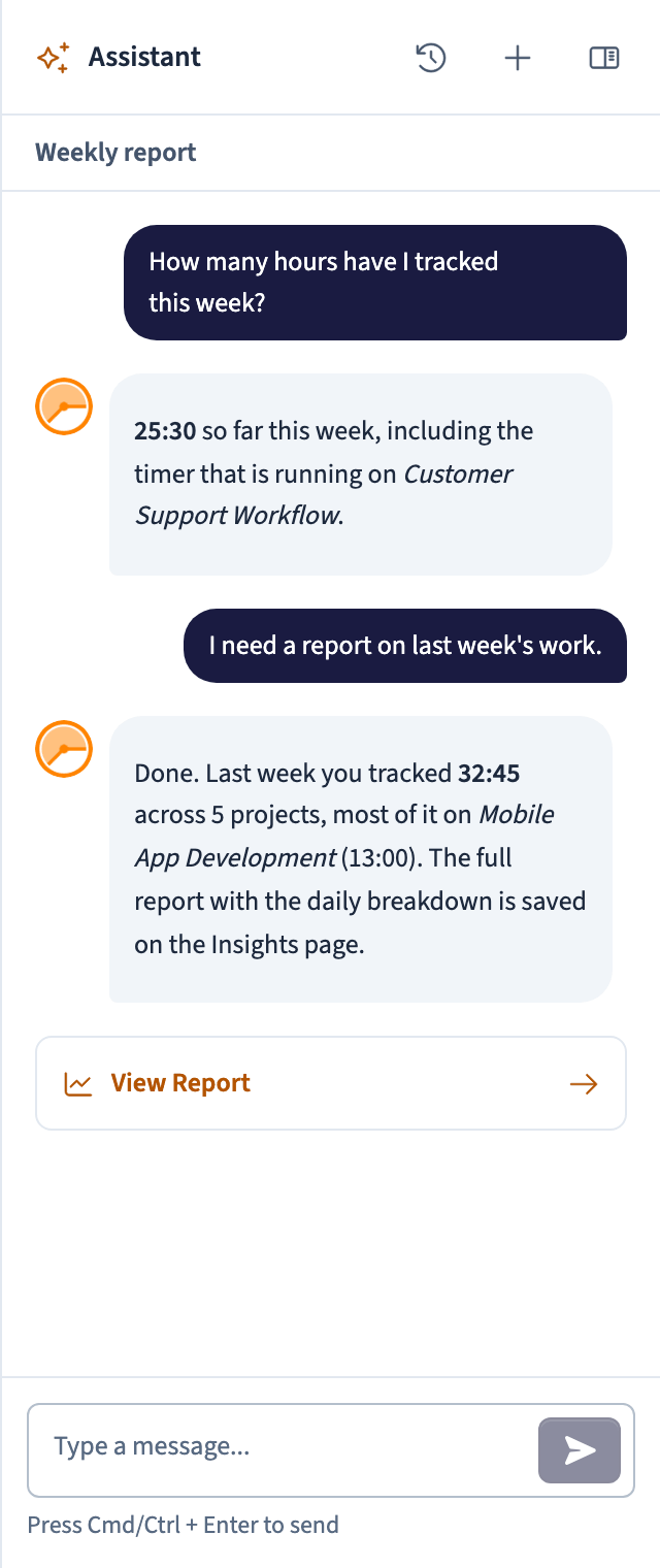 A conversation with the Chronis AI assistant