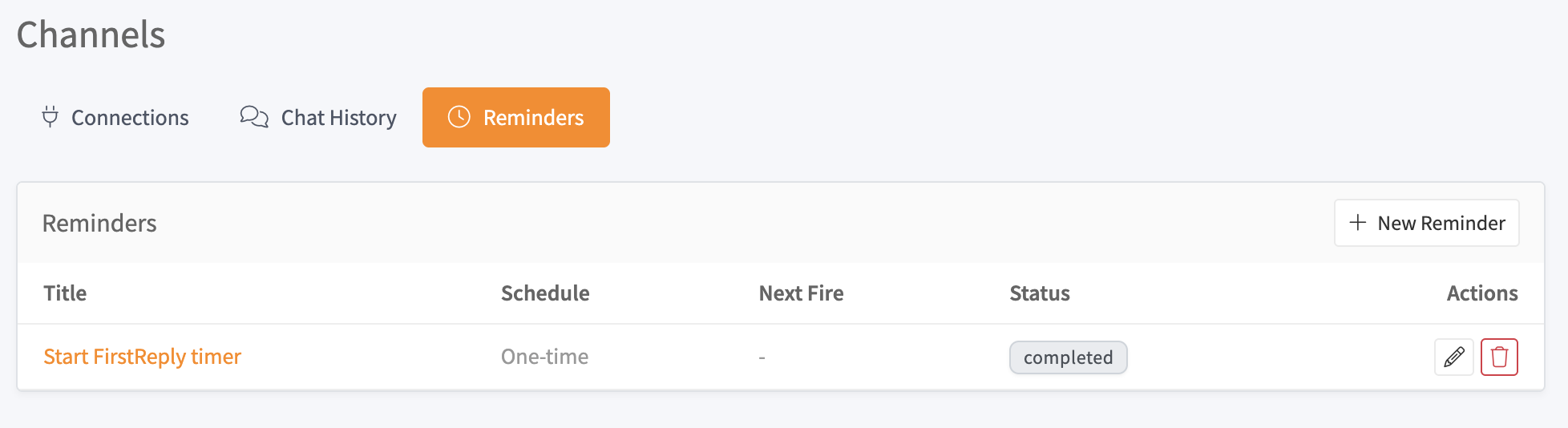 Reminders list with a scheduled reminder