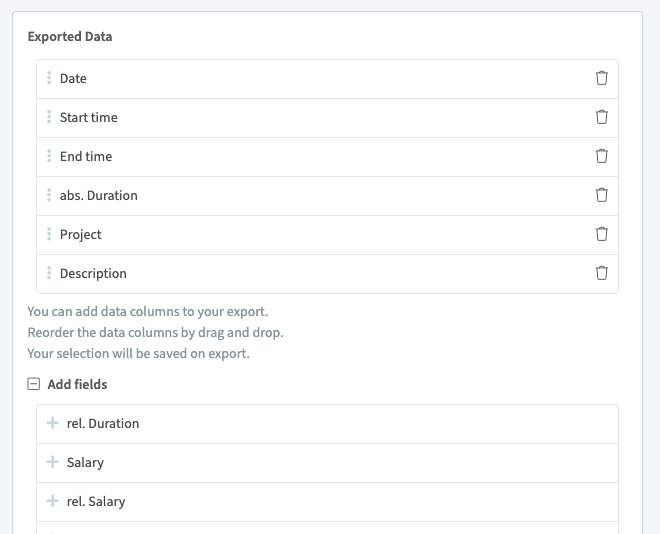 Field Selection Interface