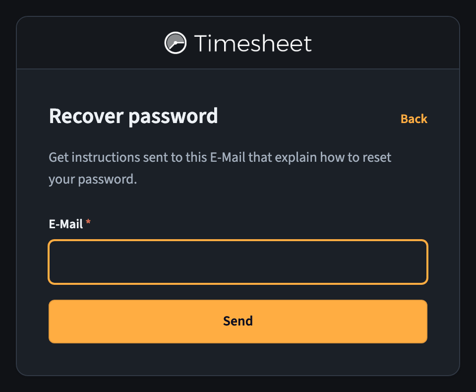 The password recovery form