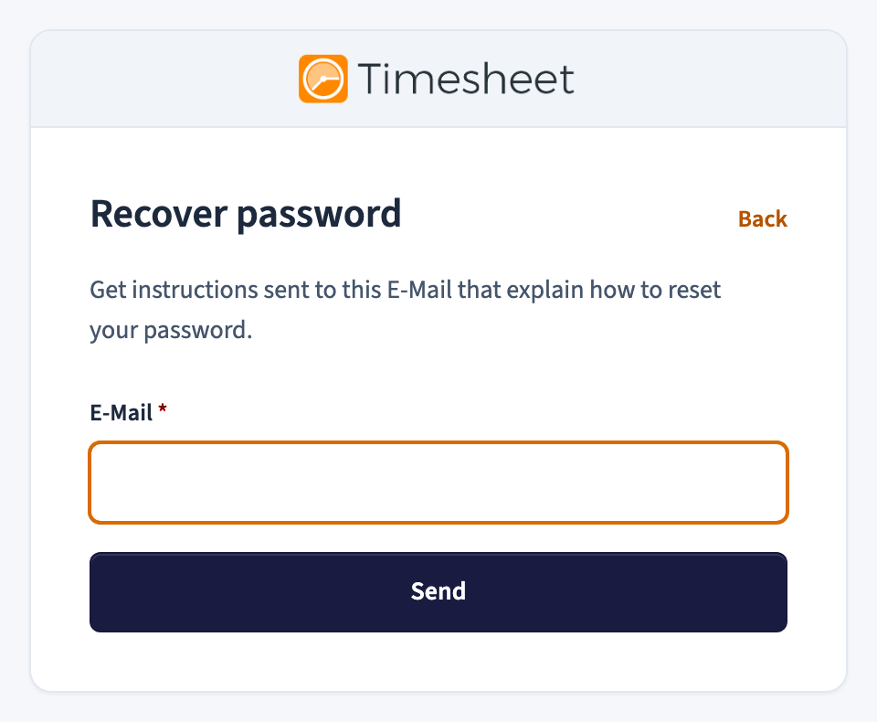 The password recovery form