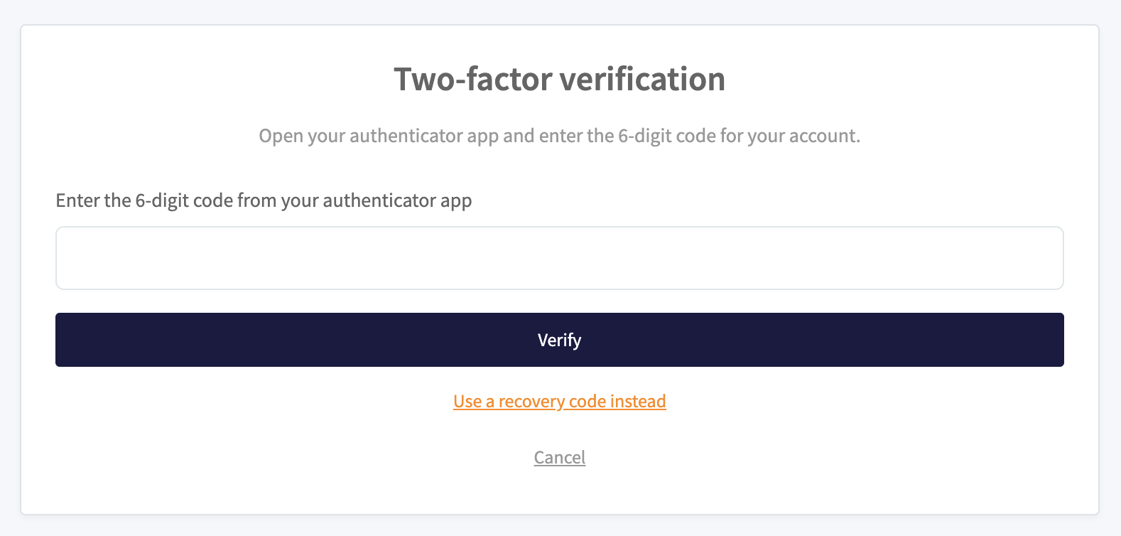 Sign-in step asking for the 6-digit authenticator code