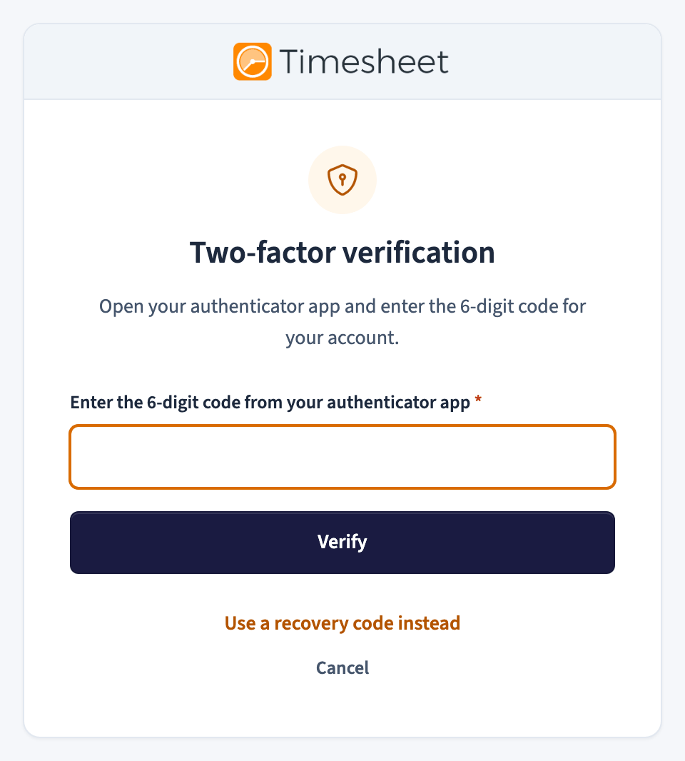 Sign-in step asking for the 6-digit authenticator code