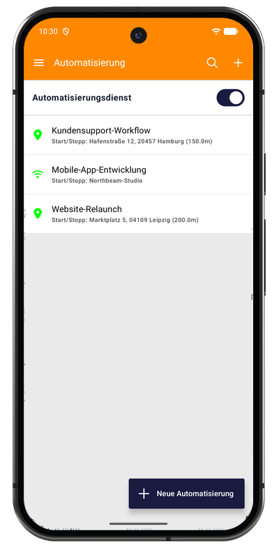 Automatisierungsliste in der Android-App mit Geofence- und WLAN-Auslösern