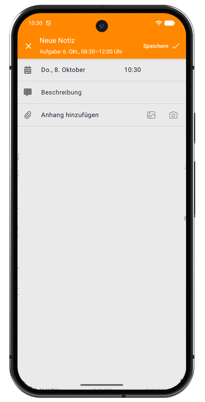 Formular zur Notizerfassung in der Android-App für eine erfasste Aufgabe