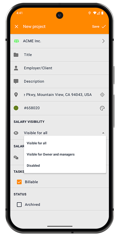 Project Create Visibility