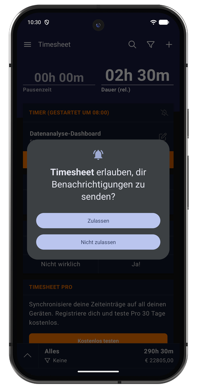 Android-Abfrage der Benachrichtigungsberechtigung für den laufenden Timer