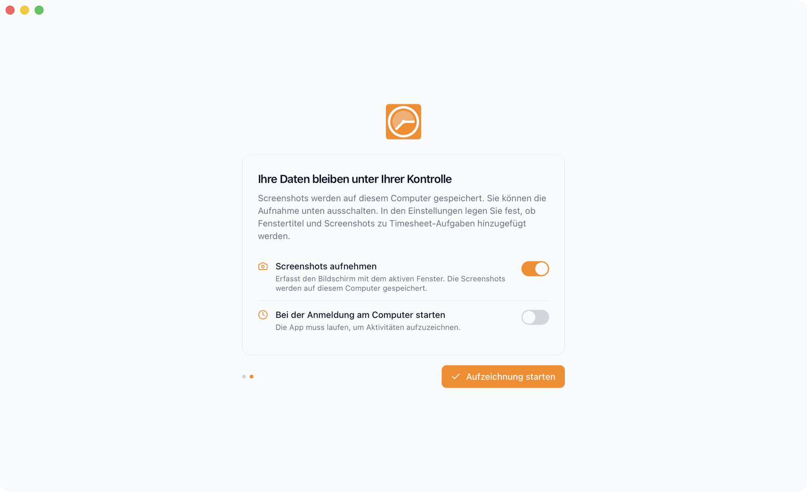 Der Datenschutz-Schritt beim ersten Start