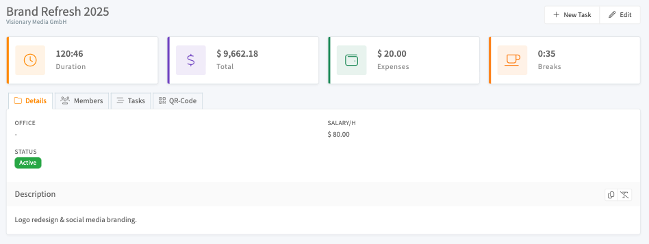 Project Details Interface