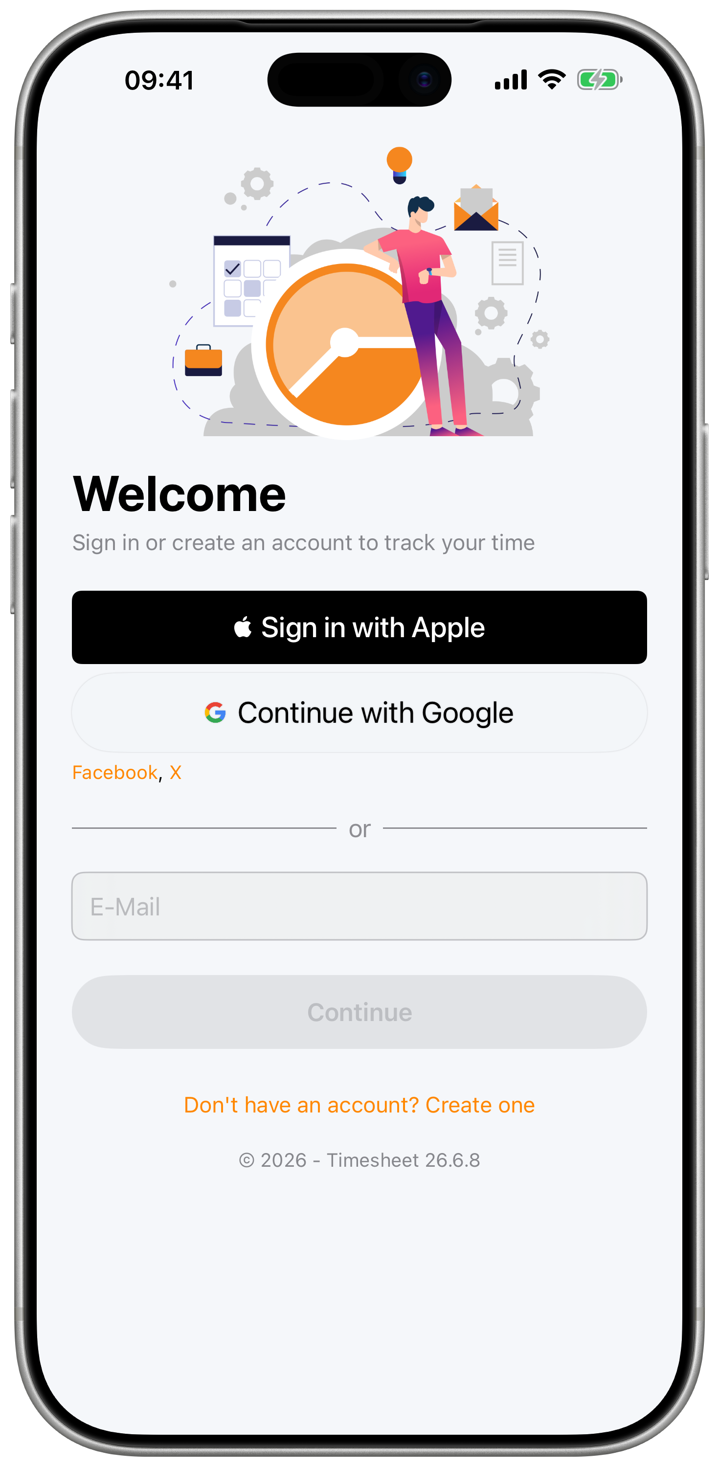 Login screen with Sign In and Sign Up options.